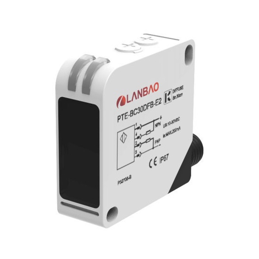 [PTE-BC30DFB] Diffuse Reflective Sensor, 30cm Range, PNP+NPN NO+NC, 10~30VDC 