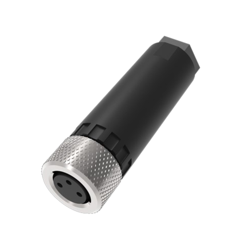 [QE12-W4F] Connector 12mm, QE12-W4F, 4 Pin, Straight, Male 